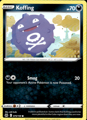 Koffing Crown Zenith 075/159 Common Pokémon — English Near Mint