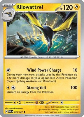 Kilowattrel 076/167 SV06: Twilight Masquerade Reverse Holofoil Pokémon TCG