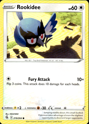 Rookidee Fusion Strike 219/264 Common Pokémon — English Lightly Played