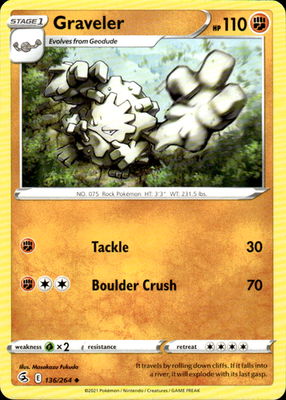 Graveler Fusion Strike 136/264 Uncommon Pokémon — English Lightly Played
