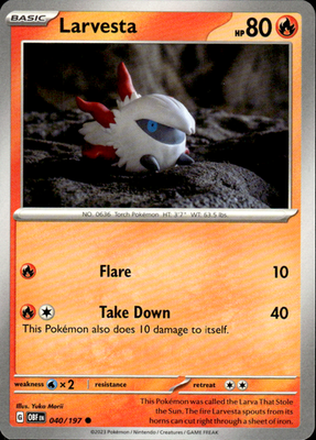 Larvesta Obsidian Flames 040/197 Common Pokémon — English Near Mint