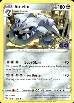 Steelix Pokemon GO 044/078 Uncommon Pokémon — English Lightly Played