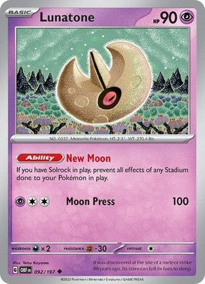 Lunatone 092/197 SV03: Obsidian Flames Pokémon TCG