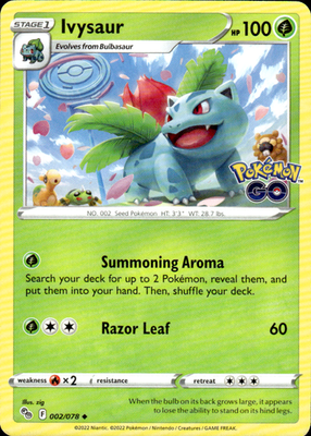 Ivysaur Pokemon GO 002/078 Uncommon Pokémon — English Near Mint