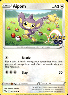 Aipom Pokemon GO 056/078 Common Pokémon — English Near Mint