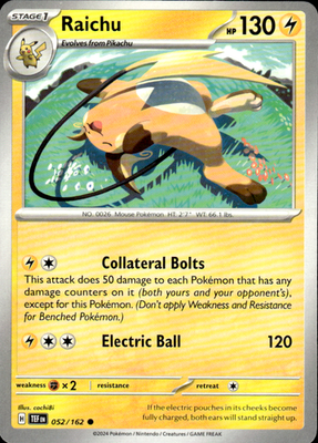 Raichu Temporal Forces 052/162 Common Pokémon — English Near Mint