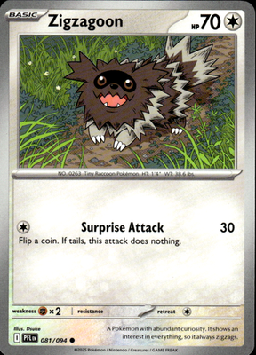 Zigzagoon Phantasmal Flames 081/094 Common Pokémon — English Lightly Played