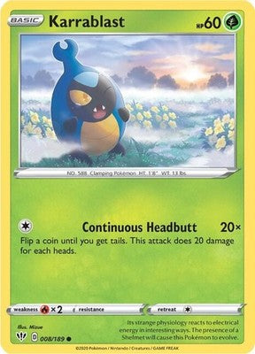 Karrablast 008/189 SWSH03: Darkness Ablaze Pokémon TCG