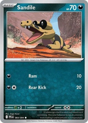 Sandile 064/094 ME02: Phantasmal Flames Reverse Holofoil Pokémon TCG