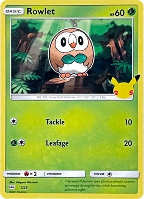 Rowlet 007/025 McDonald's 25th Anniversary Promos Pokémon TCG