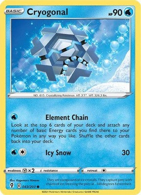 Cryogonal 043/203 SWSH07: Evolving Skies Reverse Holofoil Pokémon TCG