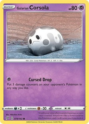 Galarian Corsola 078/192 SWSH02: Rebel Clash Pokémon TCG