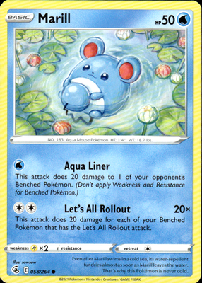 Marill Fusion Strike 058/264 Common Pokémon — English Lightly Played