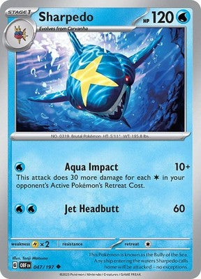Sharpedo 047/197 SV03: Obsidian Flames Reverse Holofoil Pokémon TCG