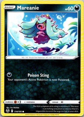 Mareanie 114/195 Common Silver Tempest Pokemon Near Mint
