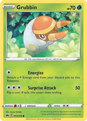Grubbin 015/159 SWSH: Crown Zenith Pokémon TCG