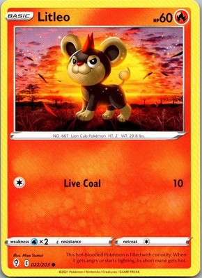 Litleo 022/203 Common Evolving Skies Pokemon Lightly Played