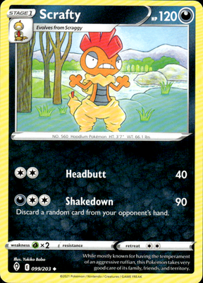 Scrafty Evolving Skies 099/203 Uncommon Pokémon — English Near Mint