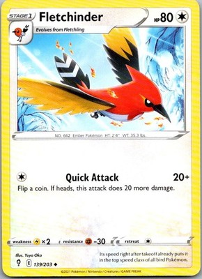Fletchinder 139/203 Uncommon Evolving Skies Pokemon Near Mint
