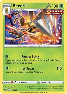 Beedrill 003/198 SWSH06: Chilling Reign Holofoil Pokémon TCG