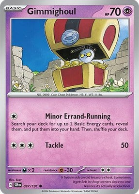 Gimmighoul 097/191 SV08: Surging Sparks Reverse Holofoil Pokémon TCG