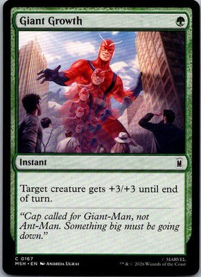 Giant Growth 167 Common Marvel Super Heroes Magic: The Gathering Near Mint