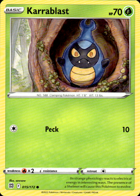 Karrablast Brilliant Stars 015/172 Common Pokémon — English Lightly Played