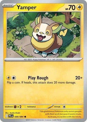 Yamper 030/094 ME02: Phantasmal Flames Reverse Holofoil Pokémon TCG