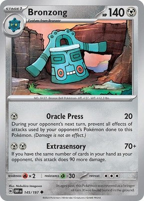Bronzong 145/197 SV03: Obsidian Flames Reverse Holofoil Pokémon TCG