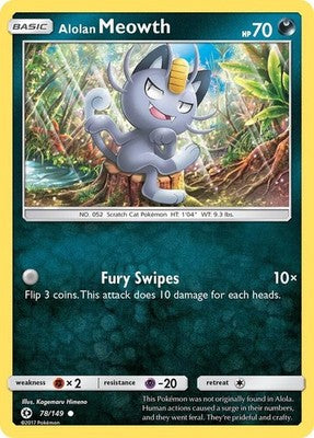Alolan Meowth 78/149 SM Base Set Pokémon TCG