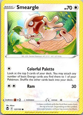 Smeargle 137/195 Common Silver Tempest Pokemon Near Mint