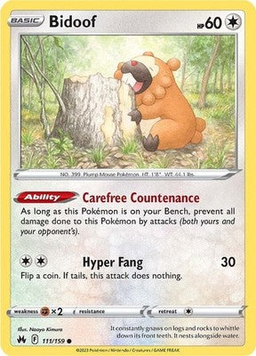 Bidoof 111/159 SWSH: Crown Zenith Reverse Holofoil Pokémon TCG