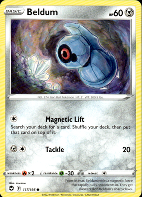 Beldum Silver Tempest 117/195 Common Pokémon — English Lightly Played
