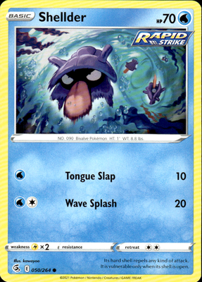 Shellder Fusion Strike 050/264 Common Pokémon — English Lightly Played