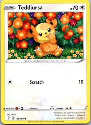 Teddiursa 126/203 Common Evolving Skies Pokemon Lightly Played