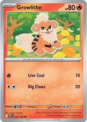 Growlithe 027/182 SV10: Destined Rivals Reverse Holofoil Pokémon TCG