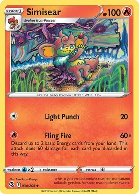 Simisear 038/264 SWSH08: Fusion Strike Pokémon TCG