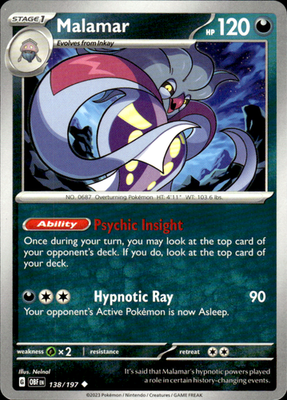 Malamar Obsidian Flames 138/197 Uncommon Pokémon — English Near Mint