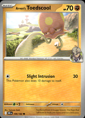 Arven's Toedscool Destined Rivals 109/182 Common Pokémon — English Near Mint