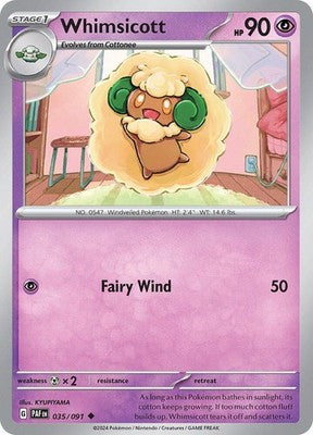 Whimsicott 035/091 SV: Paldean Fates Reverse Holofoil Pokémon TCG