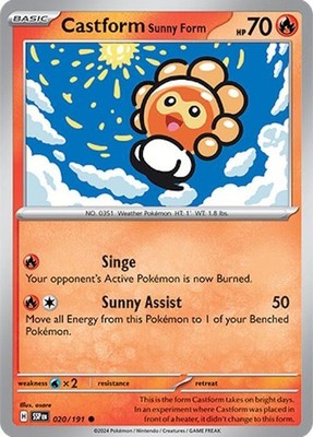 Castform Sunny Form 020/191 SV08: Surging Sparks Reverse Holofoil Pokémon TCG