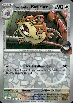 Team Rocket's Raticate Destined Rivals 148/182 Common Reverse Holo Near Mint