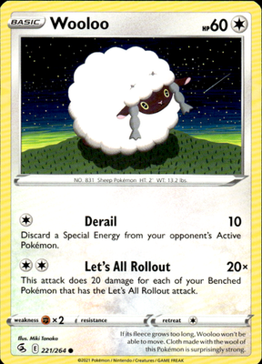 Wooloo (221) Fusion Strike 221/264 Common Pokémon — English Lightly Played