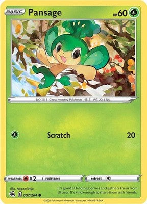 Pansage 007/264 SWSH08: Fusion Strike Reverse Holofoil Pokémon TCG