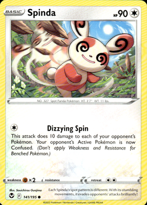 Spinda Silver Tempest 141/195 Common Pokémon — English Near Mint