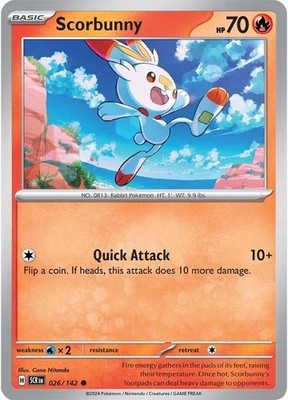 Scorbunny 026/142 SV07: Stellar Crown Reverse Holofoil Pokémon TCG