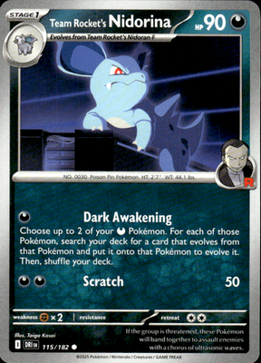 Team Rocket's Nidorina Destined Rivals 115/182 Common Pokémon — English
