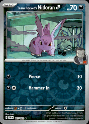 Team Rocket's Nidoran M Destined Rivals 117/182 Common Reverse Holo Near Mint