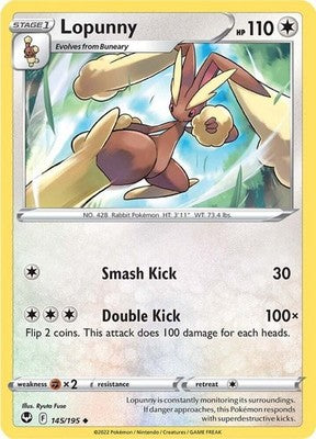 Lopunny 145/195 SWSH12: Silver Tempest Reverse Holofoil Pokémon TCG