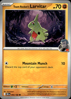Team Rocket's Larvitar Destined Rivals 094/182 Common Pokémon — English